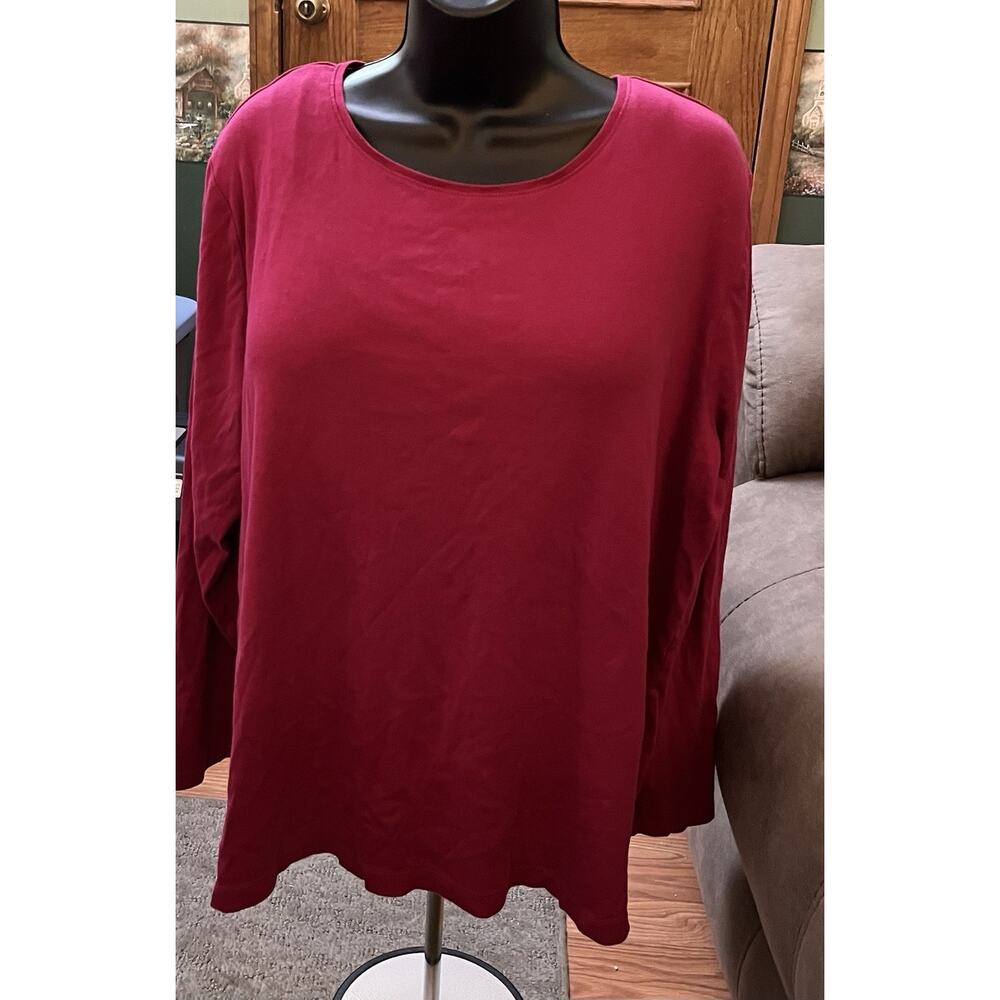 Women's Size 1X Plum Long Sleeve Pullover Top By Croft & Barrow